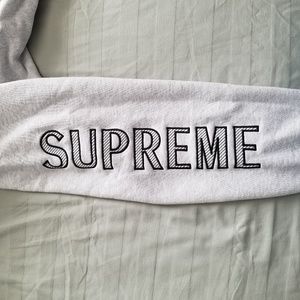 supreme sleeve embroidery hooded sweatshirt
